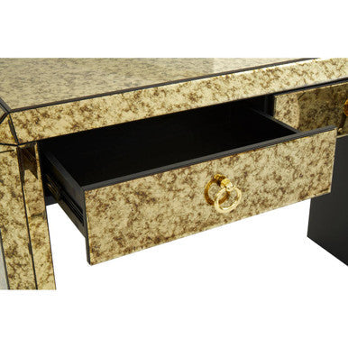 Antique Mirror Console Table with 2 Drawers in Gold Finish, Komo