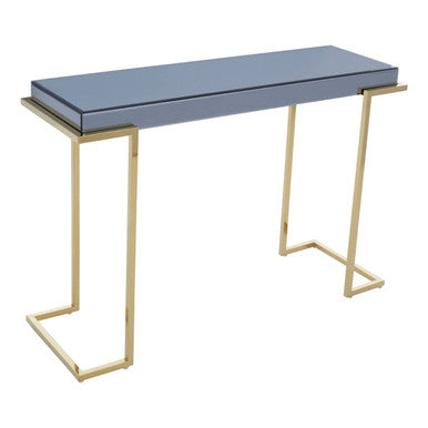 Mirrored Console Table in Gold and Grey Finish, Kaso