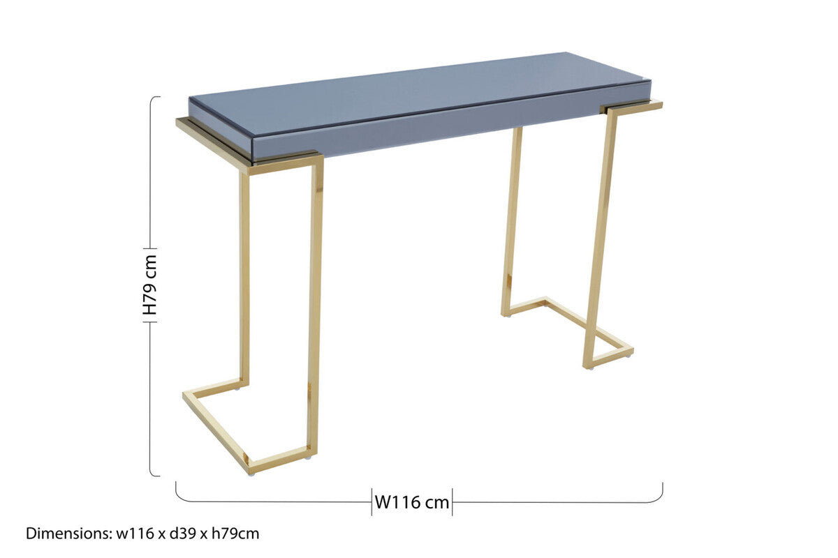 Mirrored Console Table in Gold and Grey Finish, Kaso