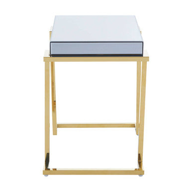 Mirrored End Table in Gold and Grey Finish, Kaso