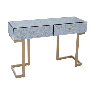 Antique Mirror Console Table with 2 Drawer in Silver finish, Kesena
