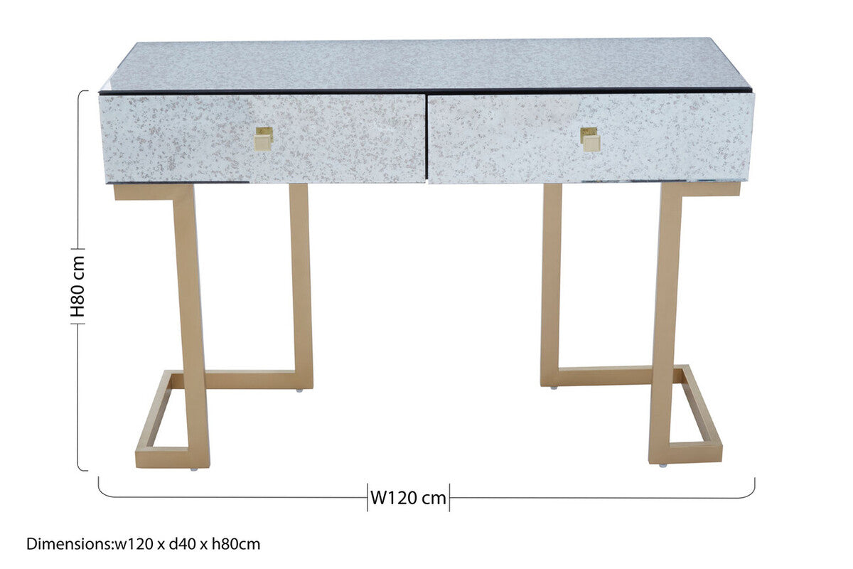 Antique Mirror Console Table with 2 Drawer in Silver finish, Kesena