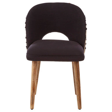 Cefena Black and White Velvet Chair with Stud Detail