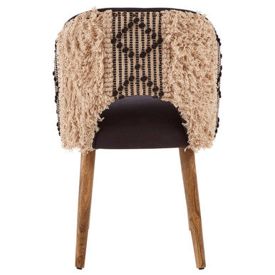 Cefena Black and White Velvet Chair with Stud Detail