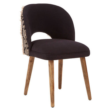 Cefena Black and White Velvet Chair with Stud Detail