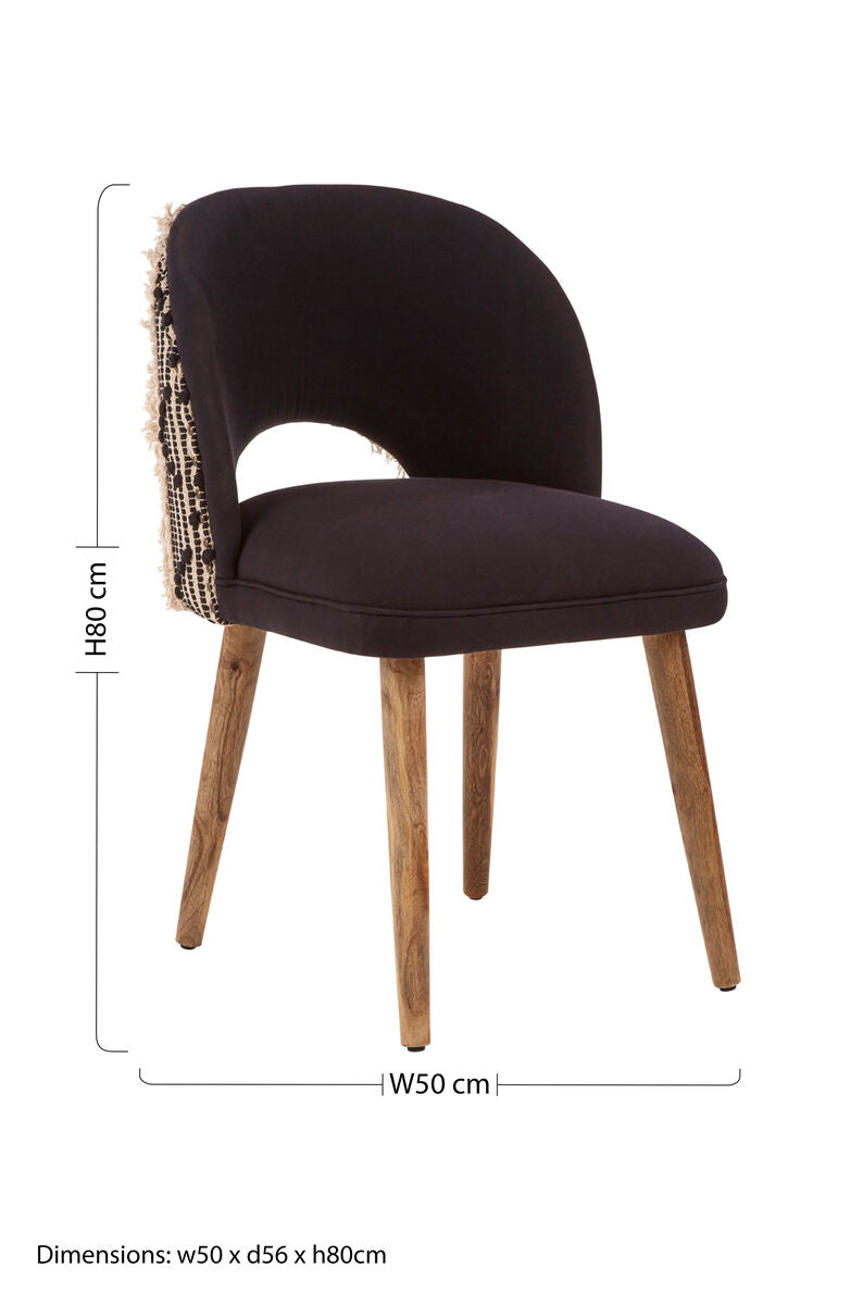Cefena Black and White Velvet Chair with Stud Detail