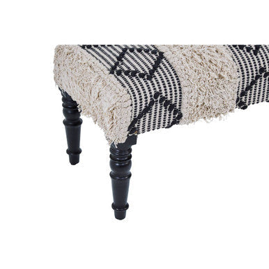 Cefena Black and White Fabric Bench with Open Weave Design