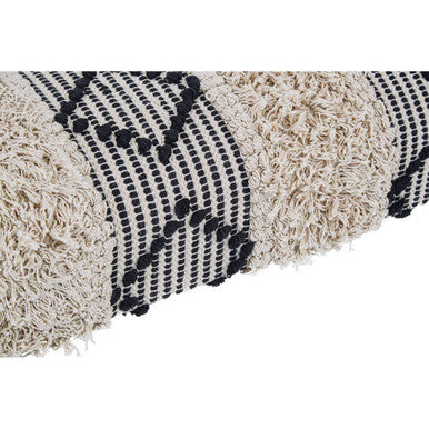 Cefena Black and White Fabric Bench with Open Weave Design