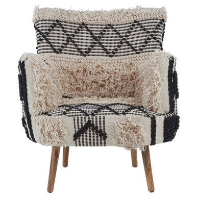 Cefena Black and White Shaggy Berber Style Armchair