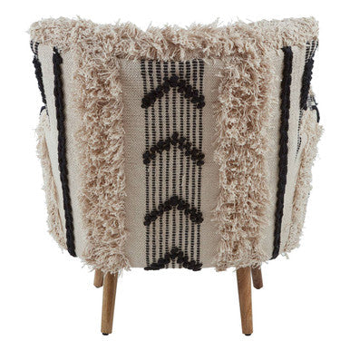 Cefena Black and White Shaggy Berber Style Armchair