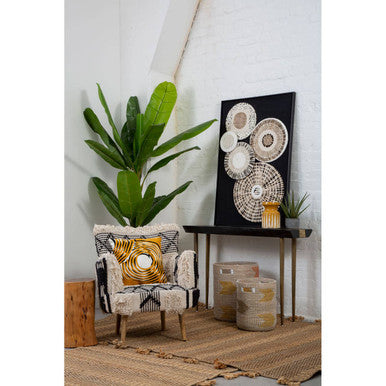 Cefena Black and White Shaggy Berber Style Armchair