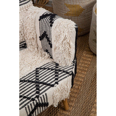Cefena Black and White Shaggy Berber Style Armchair
