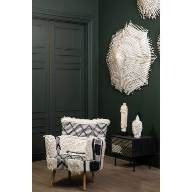 Cefena Black and White Shaggy Berber Style Armchair