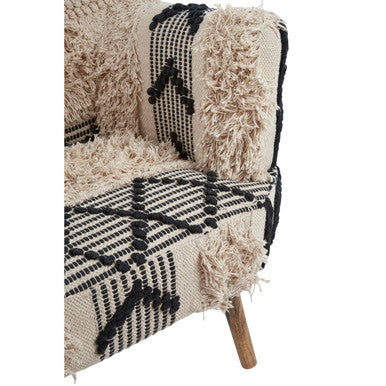 Cefena Black and White Shaggy Berber Style Armchair