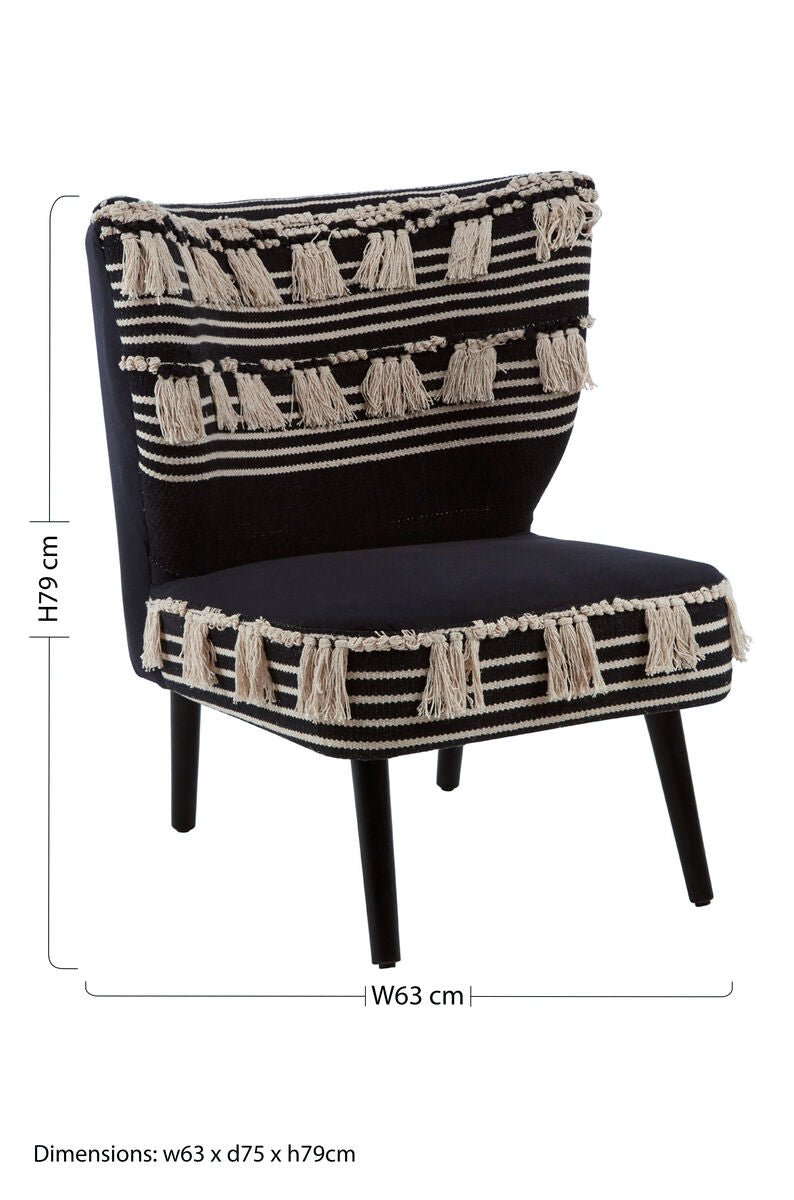 Cefena Black and White Textured Moroccan Design Chair