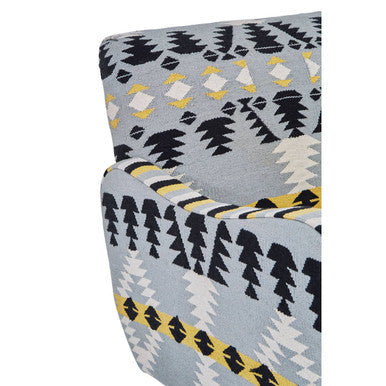 Cefena Multicolour Kilim Style Fabric Armchair with Curved Armrests