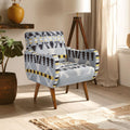 Cefena Multicolour Kilim Style Fabric Armchair with Curved Armrests