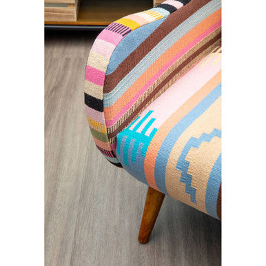 Cefena Multicolour Kilim Style Fabric Chair with Mango Wood Legs