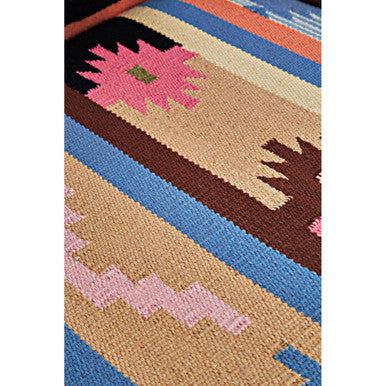 Cefena Multicolour Kilim Style Fabric Chair with Mango Wood Legs