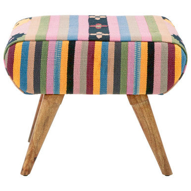 Cefena Multicolour Fabric Footstool with Padded Seat