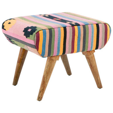 Cefena Multicolour Fabric Footstool with Padded Seat