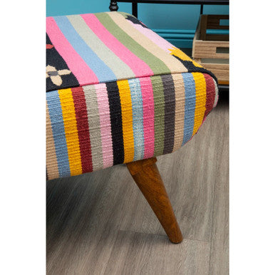 Cefena Multicolour Fabric Footstool with Padded Seat