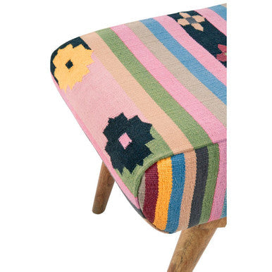 Cefena Multicolour Fabric Footstool with Padded Seat