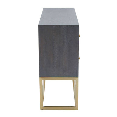 Grey and Gold Warm Metallic Finish Shagreen Effect 4-Drawer Console Table with Knob Handle, Deskey
