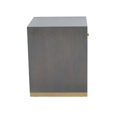 Grey and Gold Metallic Base Shagreen Effect 1-Drawer Side Table with Knob Handle, Deskey
