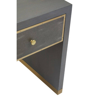 Grey and Gold Metallic Base Shagreen Effect 1-Drawer Side Table with Knob Handle, Deskey