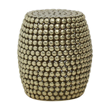 Templar Gold Iron Side Table and Stool with Beaded Design