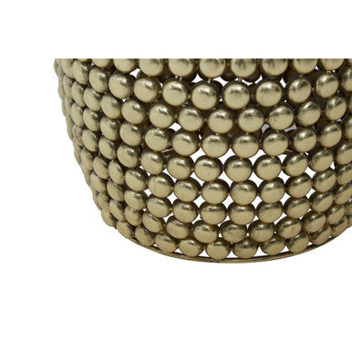 Templar Gold Iron Side Table and Stool with Beaded Design