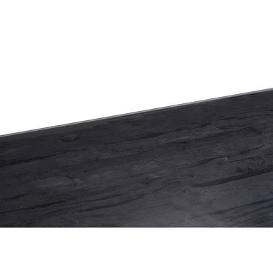 Black Wood and Clear Glass Top Coffee Table with Silver U-Shaped Metal Legs, Kerala