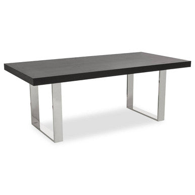 Rectangular Wooden Dining Table with Silver Finish Frame, Ulmus