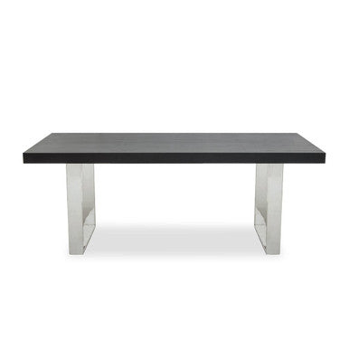 Rectangular Wooden Dining Table with Silver Finish Frame, Ulmus
