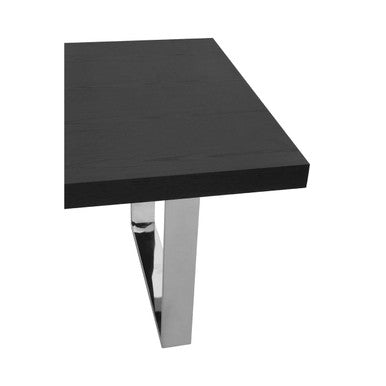 Rectangular Wooden Dining Table with Silver Finish Frame, Ulmus