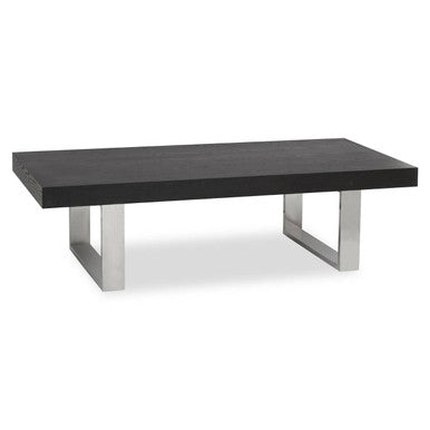 Rectangular Wooden Coffee Table with Silver Finish Frame, Ulmus
