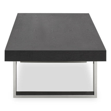 Rectangular Wooden Coffee Table with Silver Finish Frame, Ulmus
