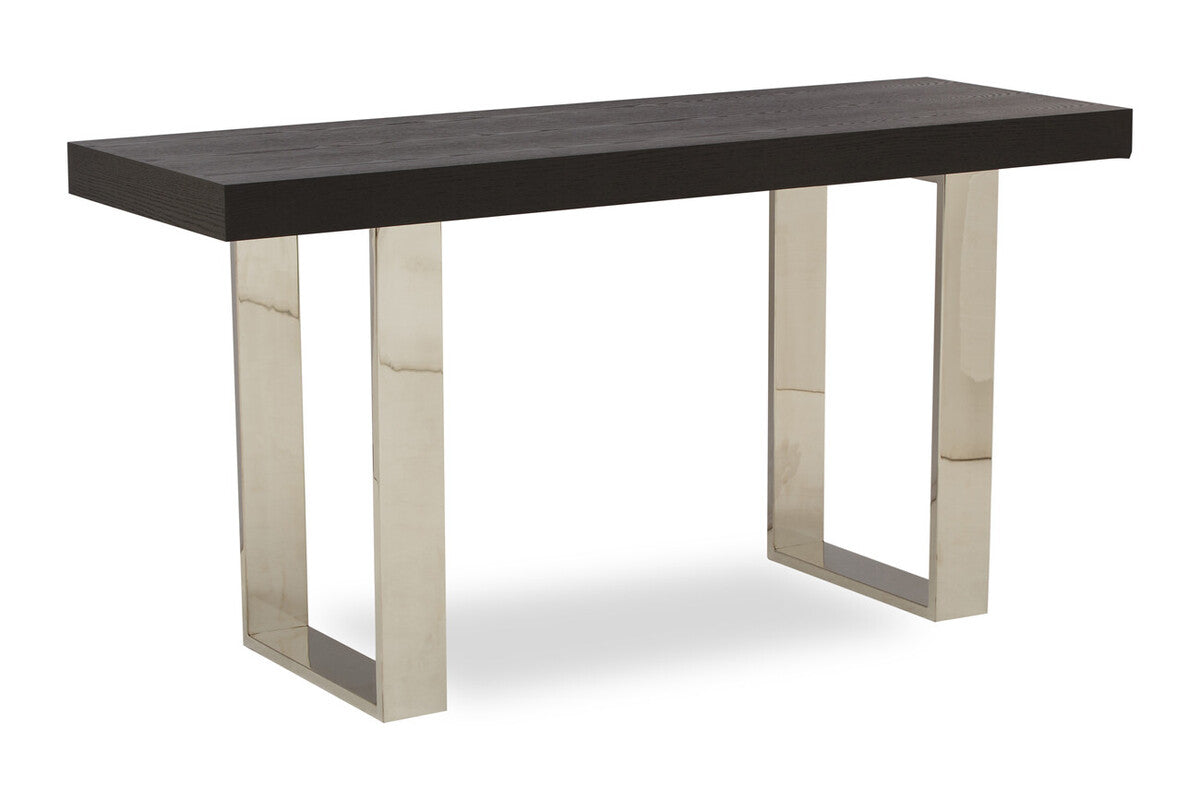 Natural Elm Wood Console Table with Silver Finish Frame, Ulmus