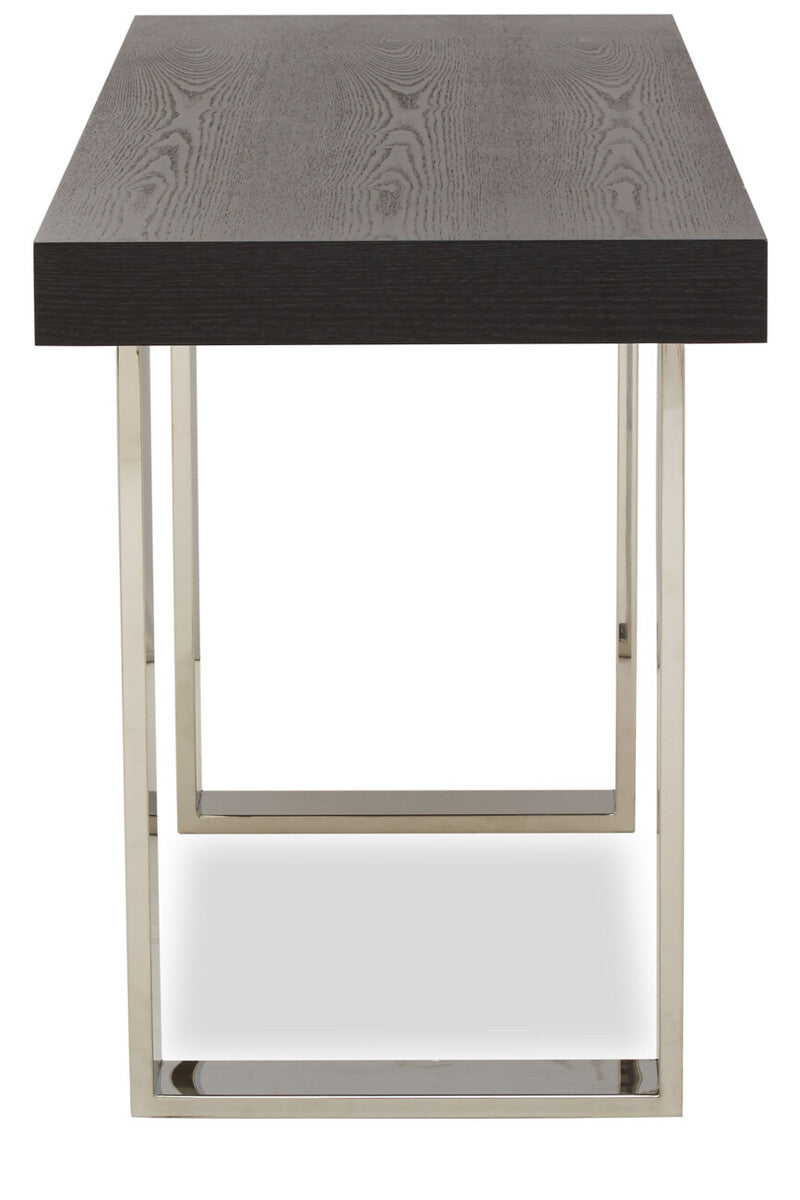 Natural Elm Wood Console Table with Silver Finish Frame, Ulmus