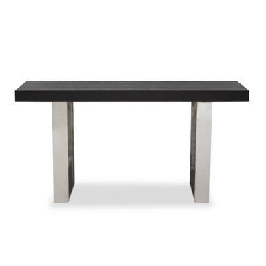 Natural Elm Wood Console Table with Silver Finish Frame, Ulmus