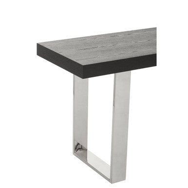 Natural Elm Wood Console Table with Silver Finish Frame, Ulmus