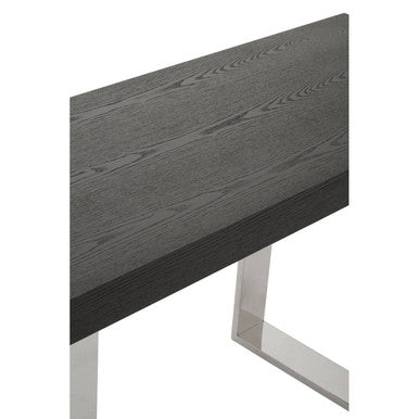 Natural Elm Wood Console Table with Silver Finish Frame, Ulmus