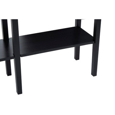 Black Console Table with Sturdy Frame and 2 Rattan-Front Drawers, Corso