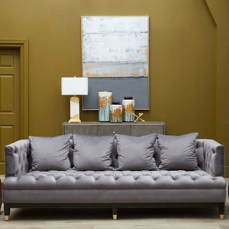 3 Seater Viola Pirate Grey Fabric Sofa, Sefira