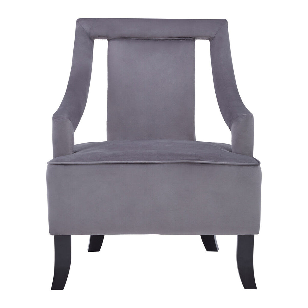 Faye Grey Velvet Chair with Wooden Legs