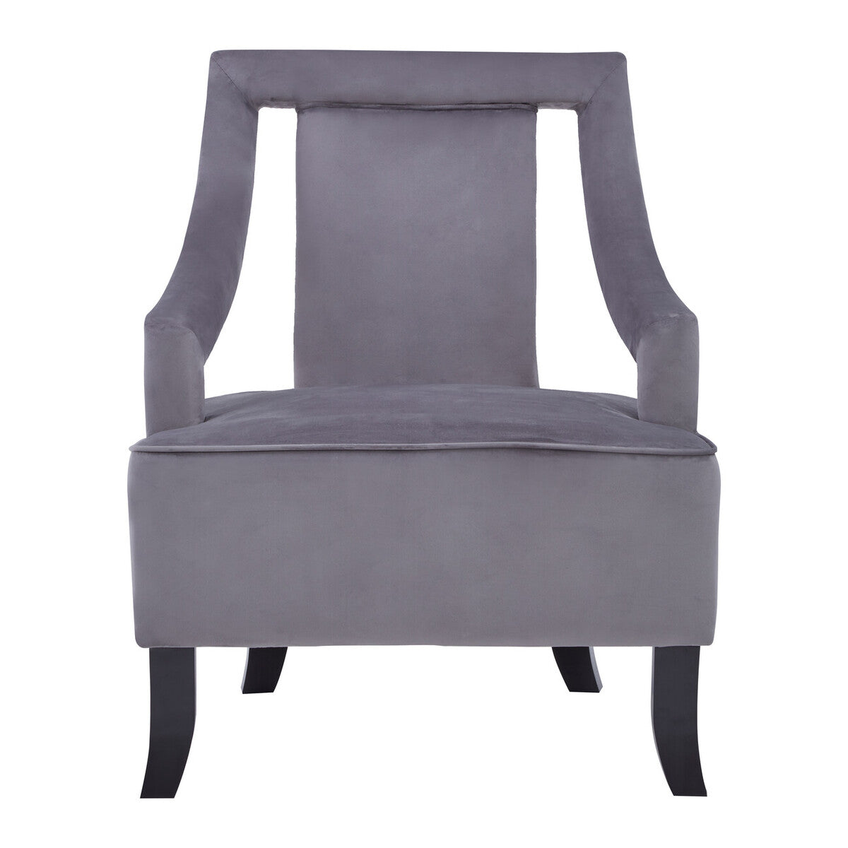 Faye Grey Velvet Chair with Wooden Legs