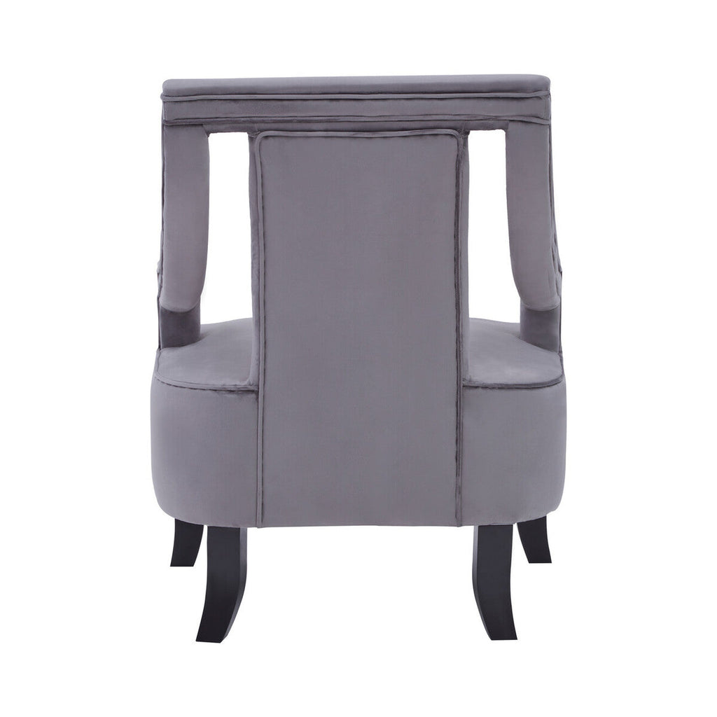 Faye Grey Velvet Chair with Wooden Legs