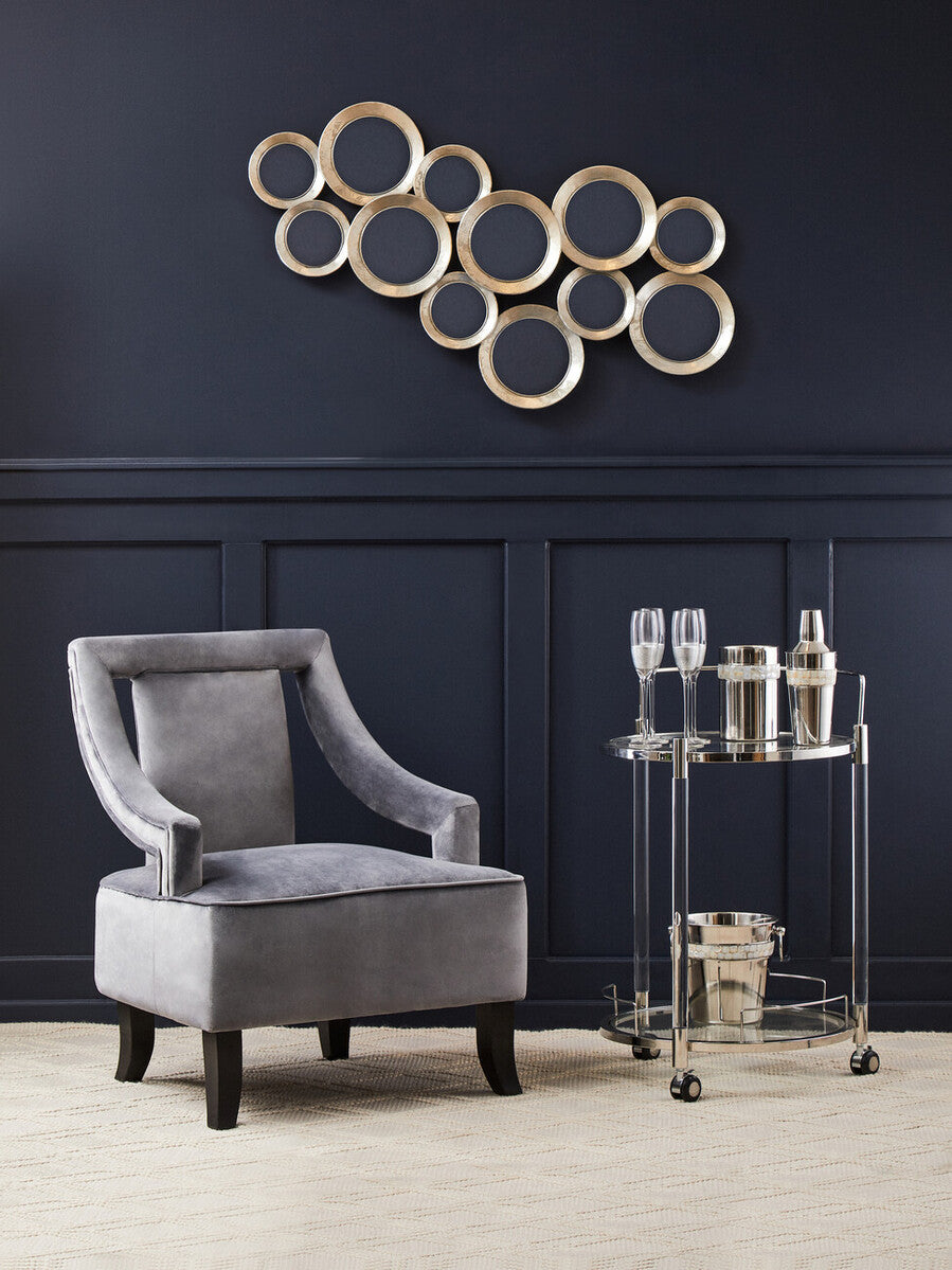 Faye Grey Velvet Chair with Wooden Legs