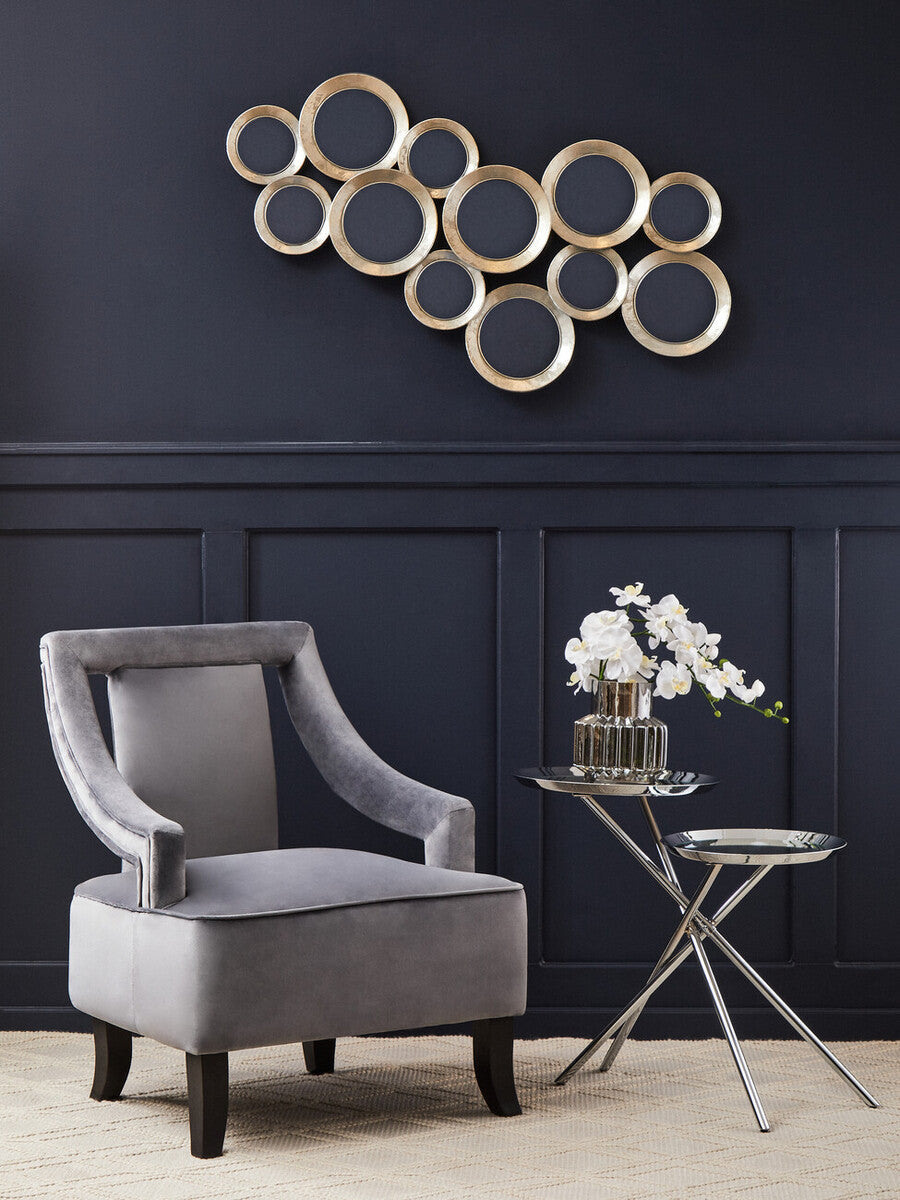 Faye Grey Velvet Chair with Wooden Legs